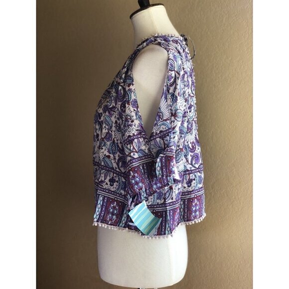 Rip Curl Women's Purple Blouse Floral Skyla Printed Shirt Top size S M - Picture 4 of 11